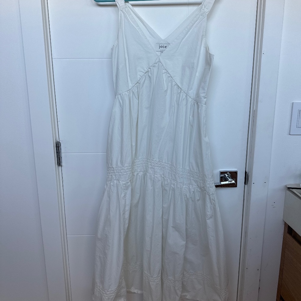 Joie Bondi V-Neck A-line Dress Women's Smal Porcelain Tiered Sleeveless Pullover